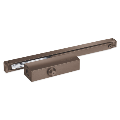 Доводчик Notedo DC-075 SL+HO со скольз. тягой, с фикс. до 60 кг, коричневый