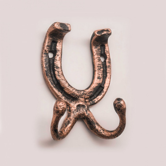 Крючок "Подкова" кованый, двойной, медь (15шт) (Б)