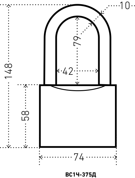 Замок висячий Аллюр ВС 1Ч-375Д d10мм, 5кл.