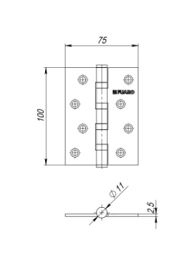 Петля дверная универсальная FUARO  IN4400U BL (4BB 100x75x2,5) черный матовый