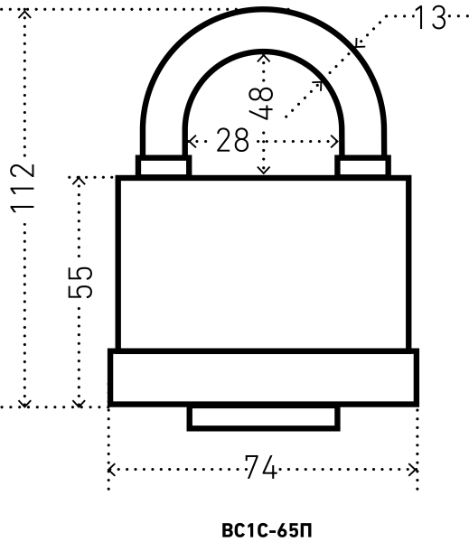 Замок висячий Аллюр ВС 1С-65П d13.5мм