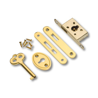 Замок для шкатулки BRASS 30.00.056-0 врезной (комплект) цвет глянцевая латунь