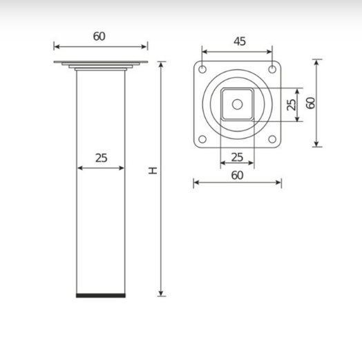 Опора мебельная EDSON PL-001 100*25*25 BRONZE без регул.