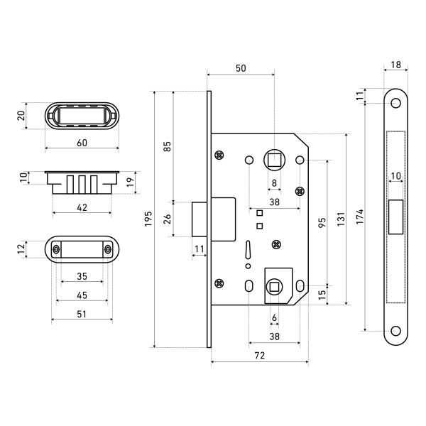 Защелка Аллюр 5300-MC-WC BL мат.черный (коробка) (40)