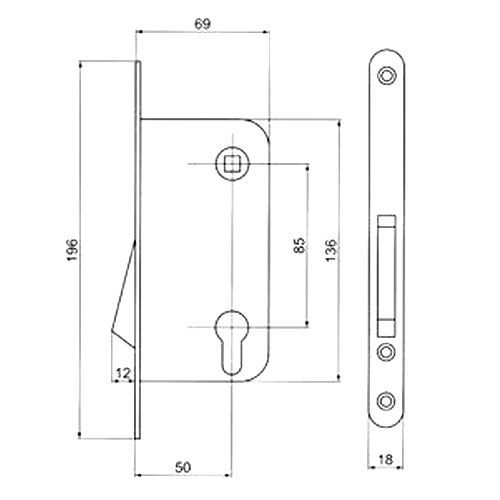 Защелка SILLUR L 2085 MAG SC B (цилиндр)