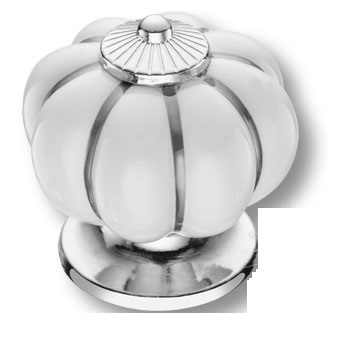 Ручка кнопка BRASS S-105-10-WHITE-SILVER LINE белый/глянцевый хром