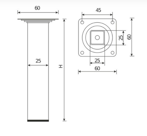 Опора мебельная EDSON PL-001 150*25*25 BRONZE без регул.