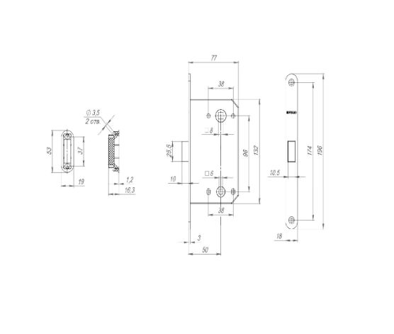 Защелка межкомнатная FUARO MAGNM96WC-50 (M96WC-50) BL черный