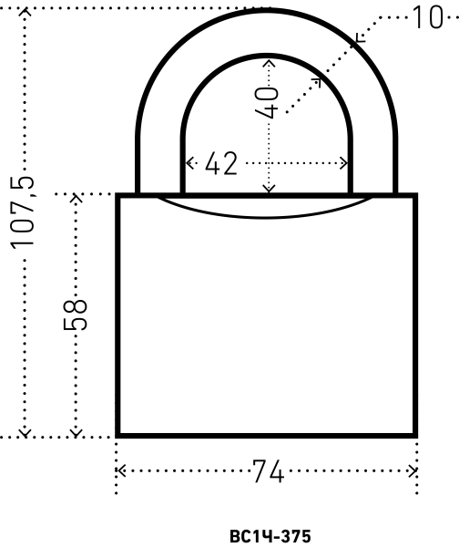Замок висячий Аллюр ВС 1Ч-375 d10мм 5кл.