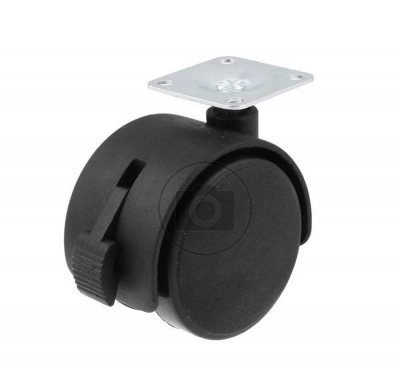 Опора колесная D50 с пятой со стопором черная (М3451и)