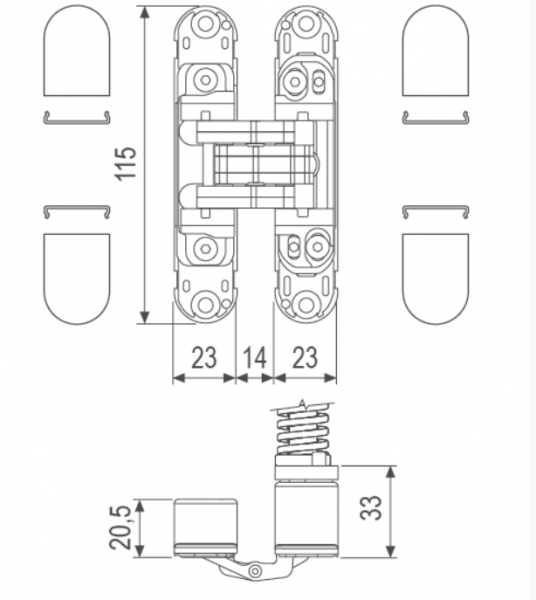 Петля скрытая ECLIPSE 3,2 SELF  Е390000634 хром матовый (дверь 60 кг)