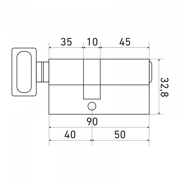 Цилиндр Стандарт MAX 90 (50*40B) SN 5 кл, никель, перф. кл/верт.