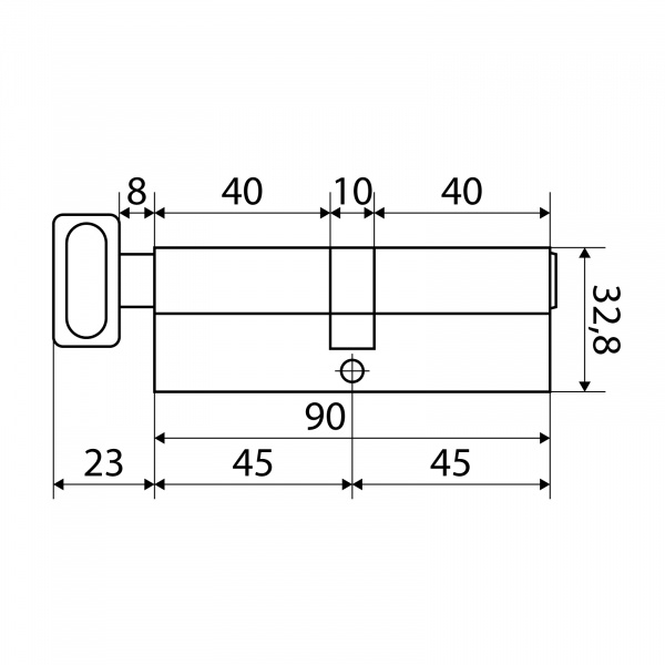 Цилиндр Стандарт MAX 90 (45*45B) SN 5 кл, никель, перф. кл/верт.