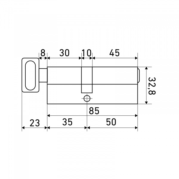 Цилиндр Стандарт MAX 85 (50*35B) SB 5 кл, мат.золото, перф. кл/верт.