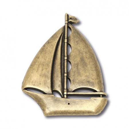 Накладка декоративная  BRASS 4430.0144.002  в форме парусника морская коллекция старая бронза