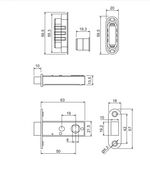 Защелка врезная Code Deco 5900-MC-GRF
