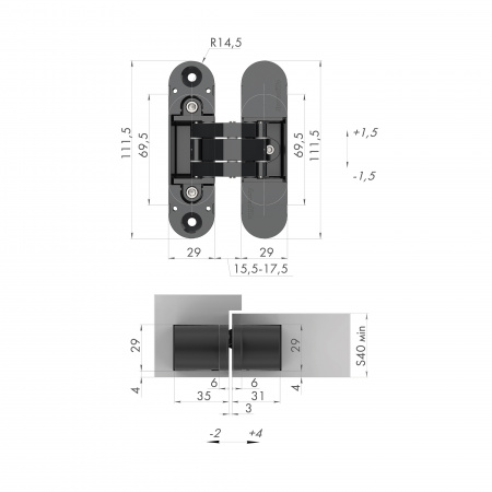 Петля скрытой установки Armadillo 3D 11160UN3D (Architect 3D-ACH UNIVERSAL 60) SG Мат. золото