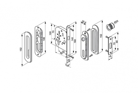 Комплект для разд. дверей Morelli MHS 150 L SG мат. золото