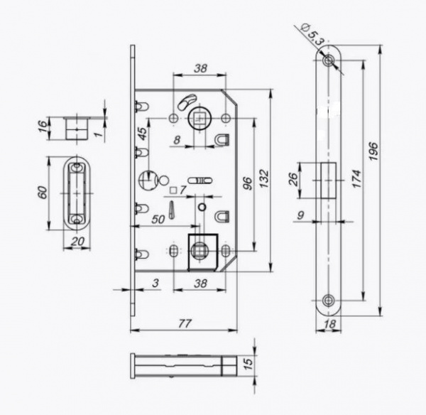 Защелка врезная магнитн. S-Locked 296 MP-WC- GNL матовое золото