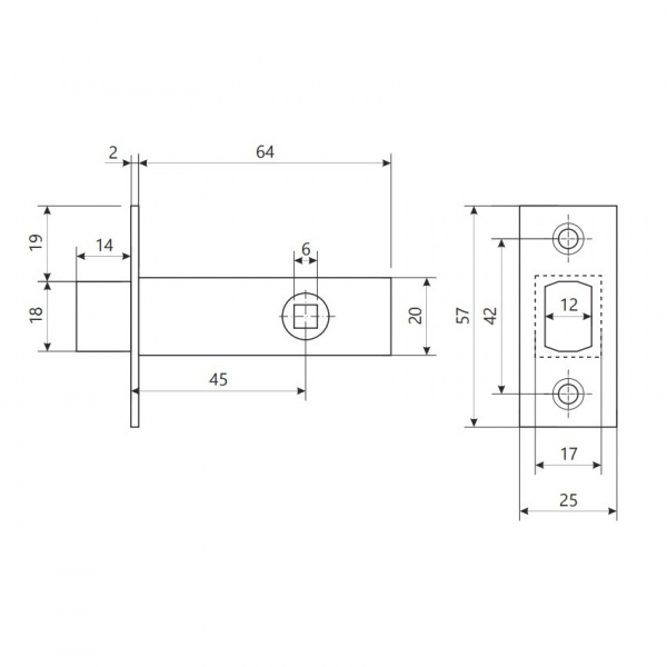 Задвижка дверная Apecs L-0126-GM (уп.72/12)